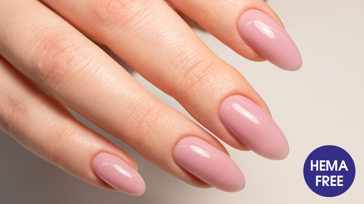Nude nails with HEMA free in circle