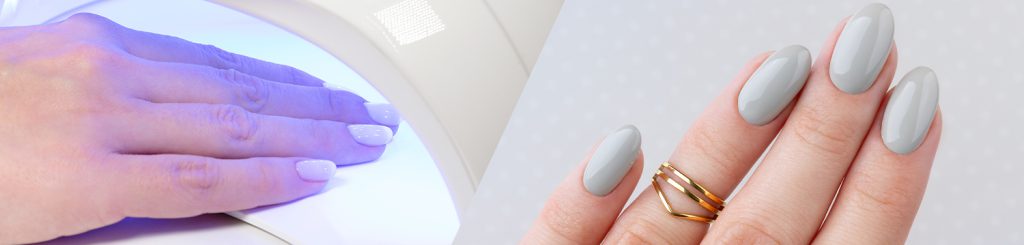 UV nail dryer and beautiful green nails