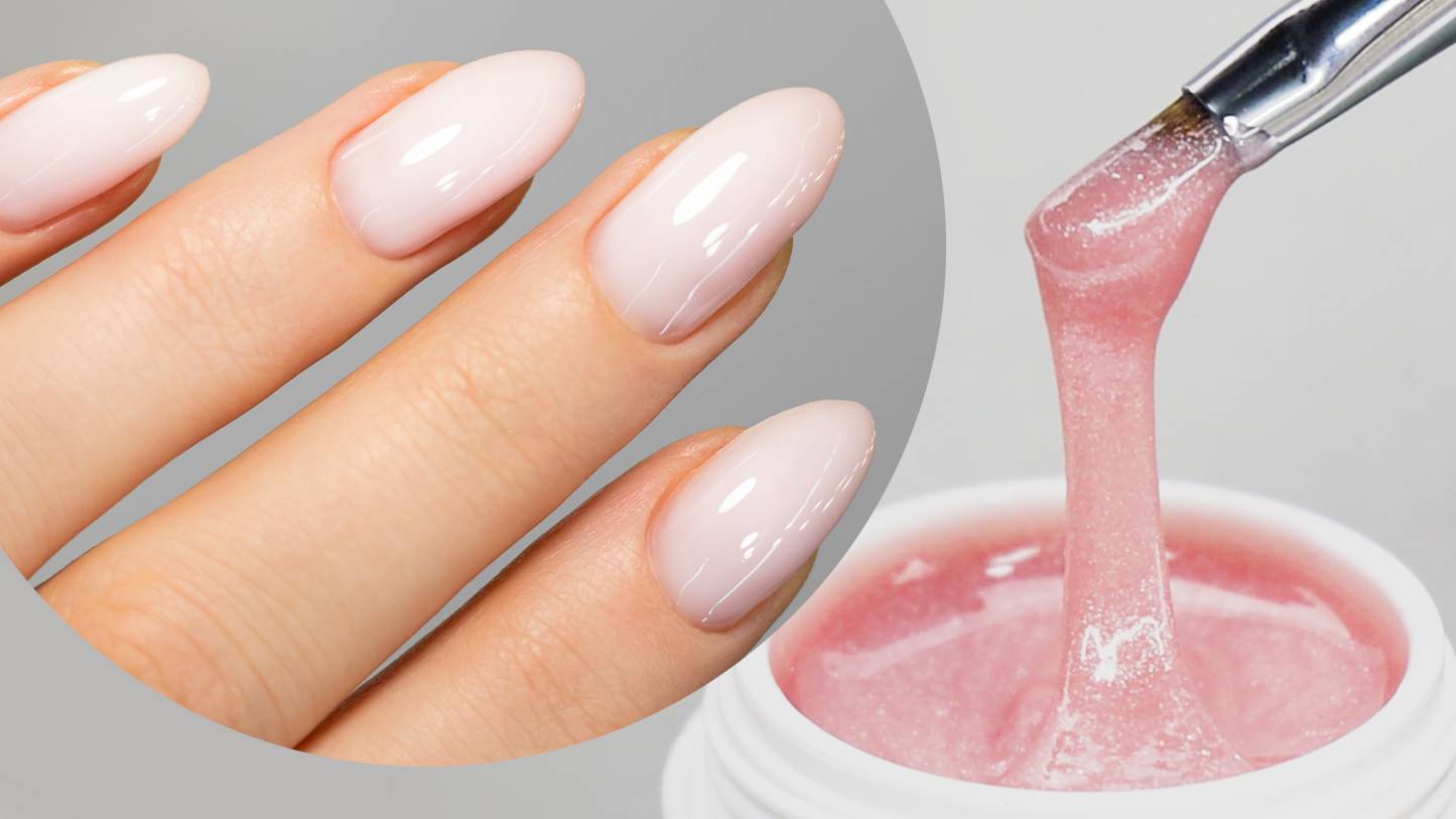 Pink nails with Pink UV gel in jar from private label supplier CNC International