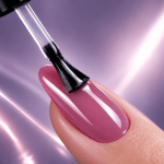 Top gel pro applied as finish on pink gel polished nails